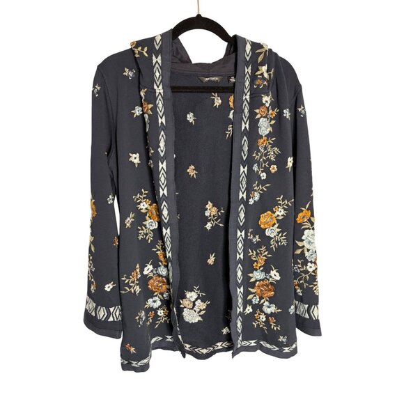 Driftwood Shelly Floral Embroidered Hooded Sweater-sz XS - Picture 8 of 13